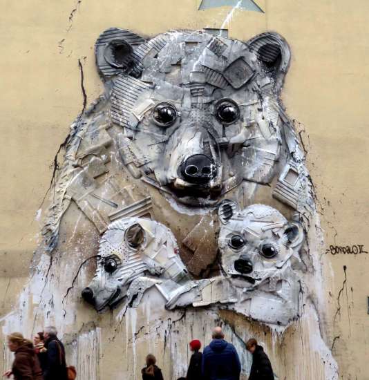 Three Polar Bears by Trashsure and Bordalo II